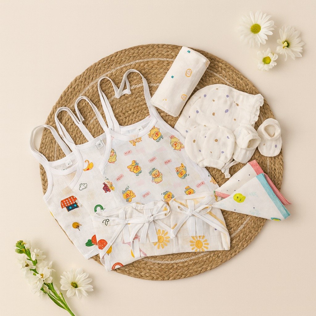 Magizhchi Kit -  Muslin Newbron  Hospital Kit 12 Pcs | Baby Essential Set MKIT code:NBE